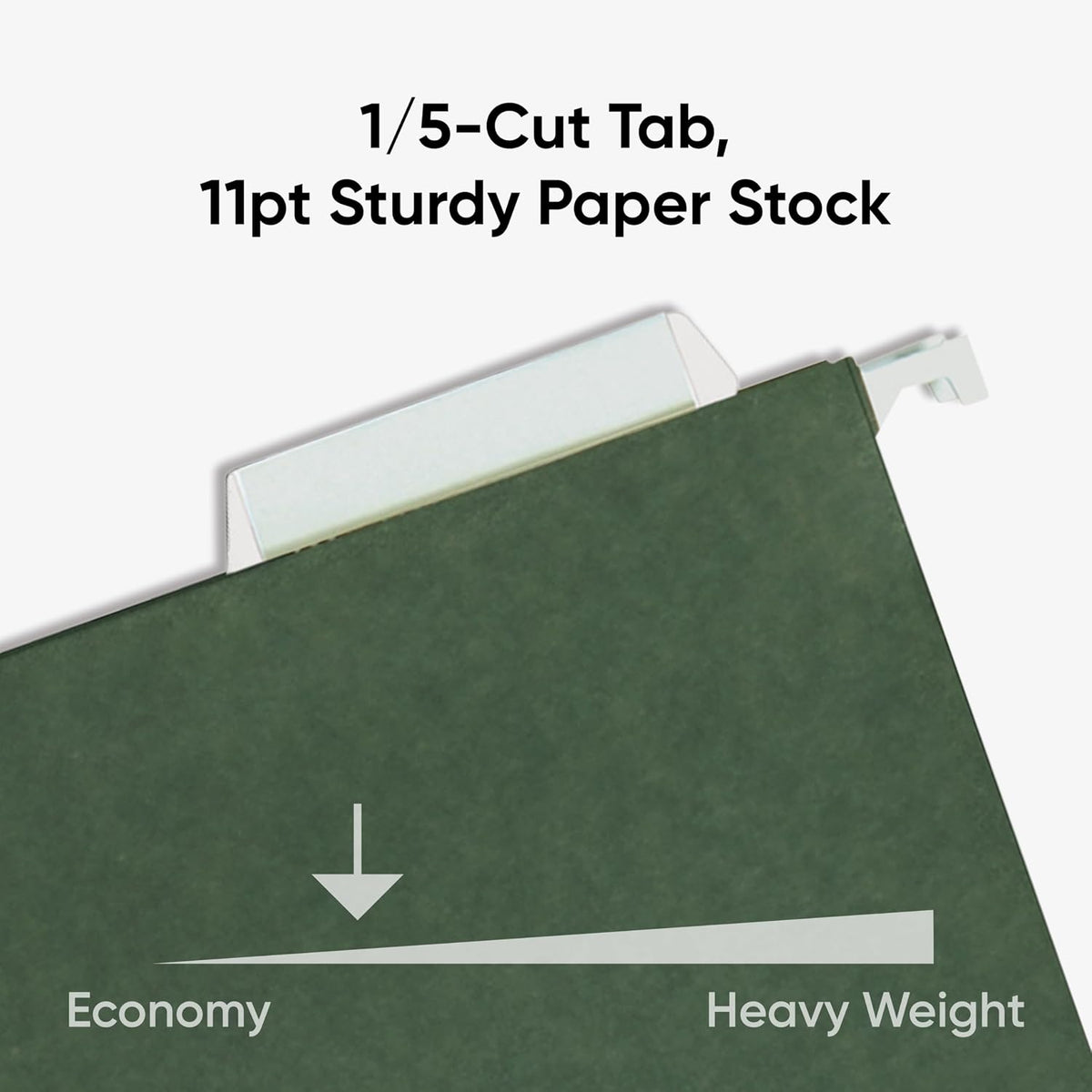 Smead Hanging File Folder, 1/5-Cut Adjustable Tab, Letter Size, Standard Green, Hanging Folders for Filing Cabinets, File Organizer Folder, 50 Count